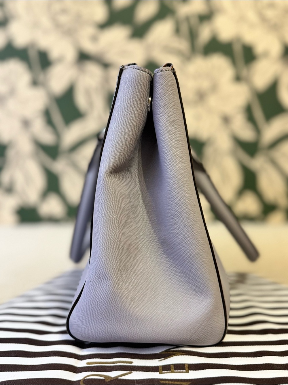 henri bendel Pale Grey Saffiano Satchel with Detachable Strap - Picture 7 of 15